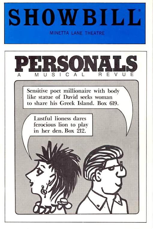 “Personals” opens Off-Off Broadway